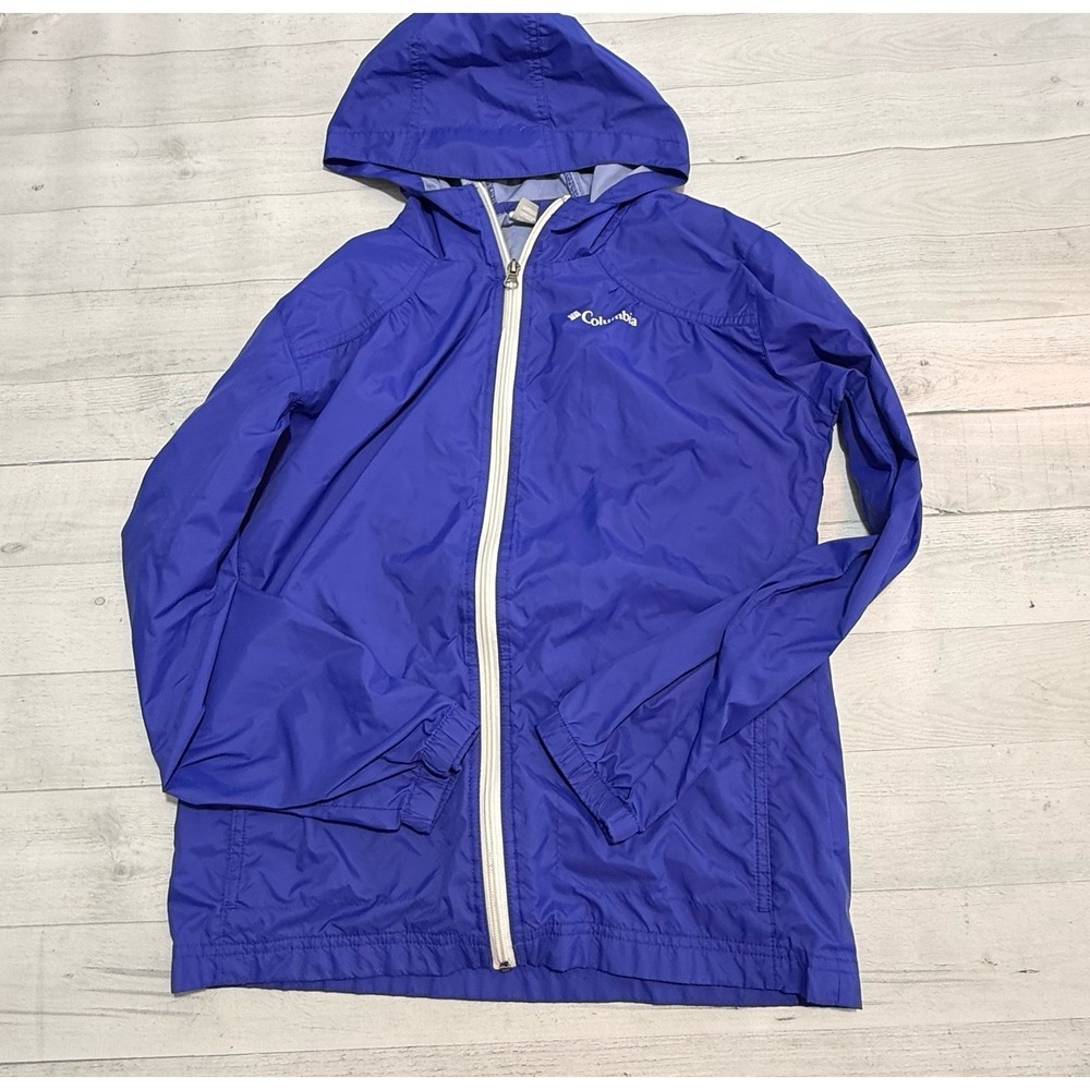 Columbia girls lightweight rain jacket purple youth large 14/16